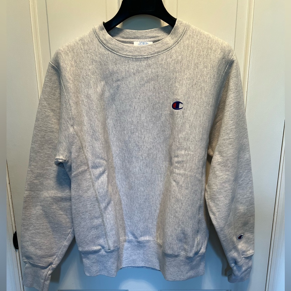 Champion Reverse Weave Boyfriend Crewneck - Gray, Size Small
